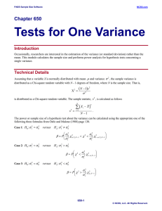 Tests for One Variance