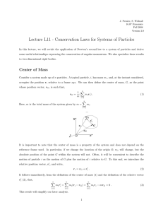 Conservation Laws for Systems of Particles