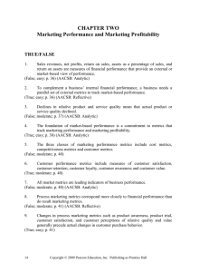 CHAPTER TWO - Marketing Performance and Marketing Profitability