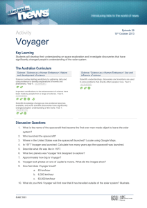 Activity Voyager Key Learning Students will develop their