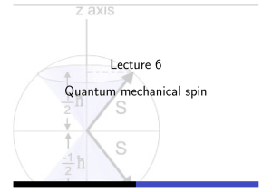 Quantum mechanical spin - Theory of Condensed Matter