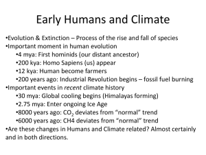 Early Humans and Climate