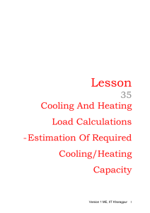 Cooling And Heating Load Calculations -Estimation Of