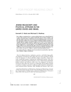 jewish religiosity and political attitudes in the united states and israel
