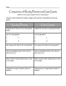 Rocky Planets Gas Giants