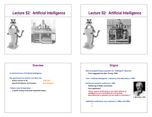 Lecture S2: Artificial Intelligence Lecture S2: Artificial Intelligence