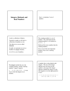 Integers, Rational, and Real Numbers