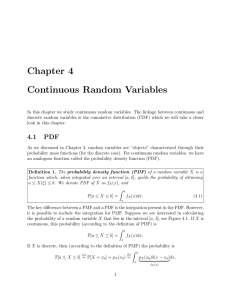 Chapter 4 Continuous Random Variables