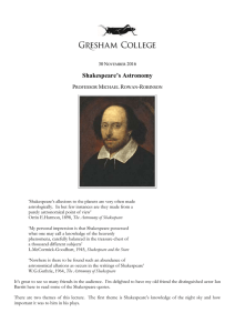 Shakespeare`s Astronomy