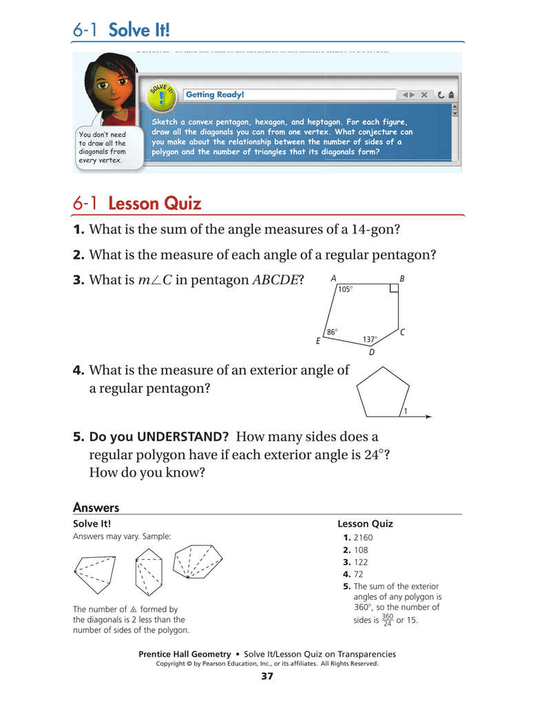 6 1 Lesson Quiz 6 1 Solve It