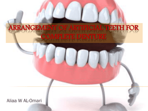 Arrangement of artificial teeth for complete denture