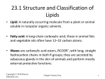 23.1 Structure and Classification of Lipids