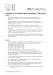 Concepts in Transition Metal Chemistry – Questions