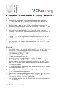Concepts in Transition Metal Chemistry – Questions