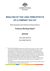 Analysis of the long term effects of a company tax cut