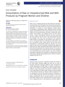 Consumption of Raw or Unpasteurized Milk and Milk Products by