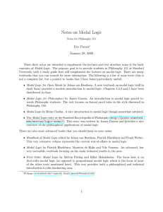 Notes on Modal Logic - Stanford University
