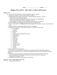 Biology 1Pre-AP/GT - 2011 Unit 3: Cells