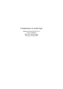 Completeness in modal logic - Lund University Publications
