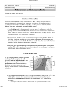 Metamorphic Rocks - U