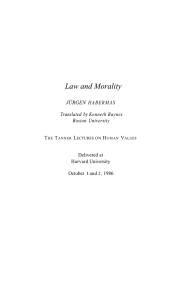 Law and Morality - The Tanner Lectures on Human Values