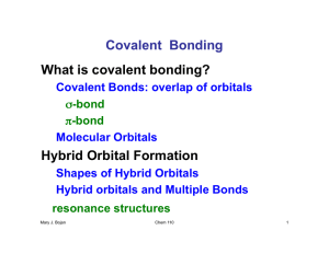 Covalent Bonding What is covalent bonding? Hybrid Orbital Formation