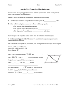 Activity 3.5.4 Properties of Parallelograms