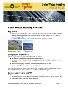 Solar Water Heating Factfile - Centre for Alternative Technology