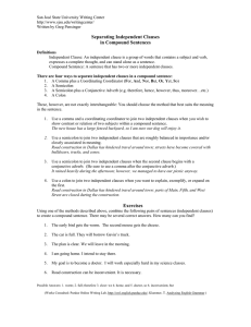 Independent Clauses in Compound Sentences