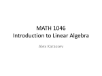 MATH 1046 Introduction to Linear Algebra