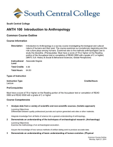 ANTH 100 Introduction to Anthropology