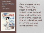 The United States in World War I 1914-1920