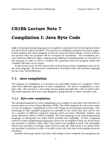 Compilation I: Java Byte Code
