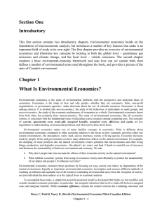 Chapter 1: WHAT IS ENVIRONMENTAL ECONOMICS