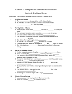 Chapter 3- Mesopotamia and the Fertile Crescent Section 2: The