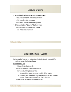 Lecture`Outline` Biogeochemical`Cycles`