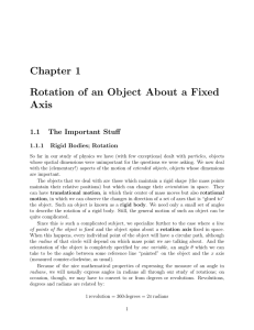Chapter 1 Rotation of an Object About a Fixed Axis