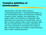 Lecture 1: Overview of bioinformatics