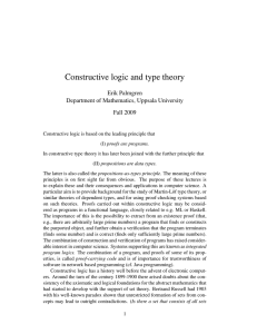 Constructive logic and type theory (lecture notes 2009)
