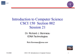 CSCI 150 Introduction to Computer Science