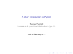 A Short Introduction to Python