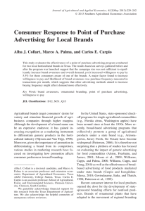 Consumer Response to Point of Purchase Advertising for Local