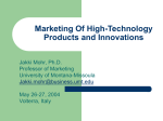 Marketing Of High-Technology Products and