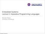 Embedded Systems Lecture 5: Imperative Programming Languages