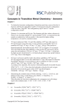 Concepts in Transition Metal Chemistry – Answers