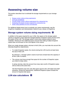 The storage system volume requirements for a
