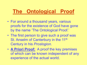 PowerPoint No. 13 – The Ontological Argument