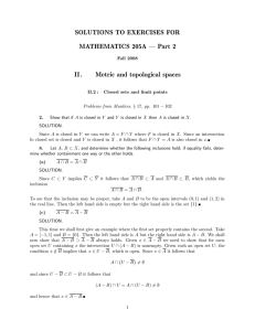 SOLUTIONS TO EXERCISES FOR MATHEMATICS 205A — Part 2 II