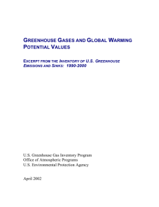 Greenhouse Gases and Global Warming Potential Values