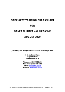 Specialty Training Curriculum General Internal Medicine